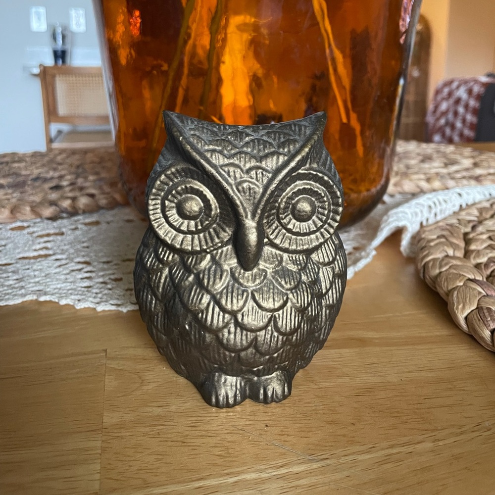 antique brass owl